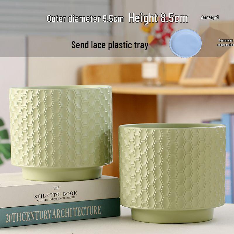 Nordic Style White Ceramic Succulent Pot with Four Compartments