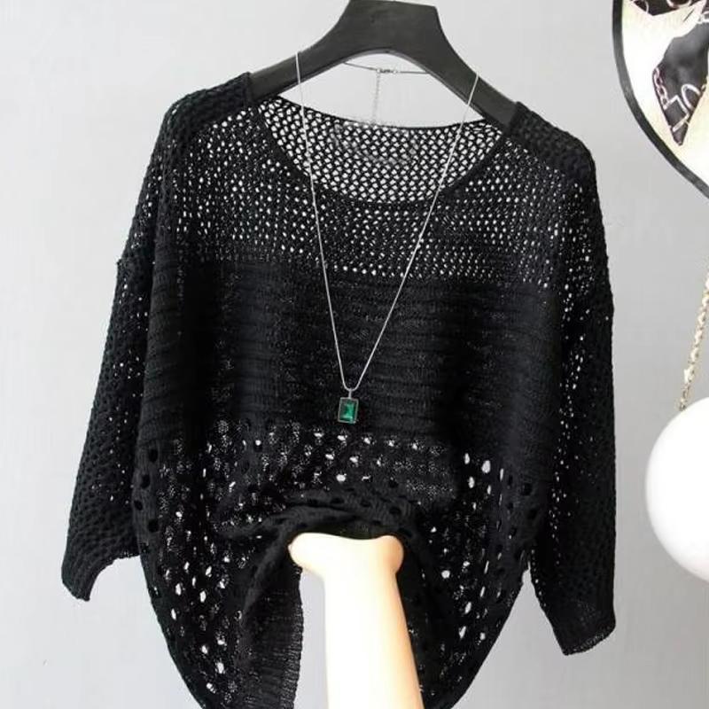 Fashion Ice Silk Women Knitted Vest Spring Summer Hollow Out Thin Bottoming Sling Streetwear Clothing Shirt