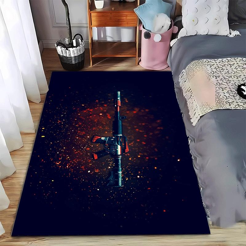 

Fantasy Gun Design Rug with Black and Red Gradients Suitable for use as an anti-slip game mat for living room and bedroom sofas 40x60cm( 15x23in )