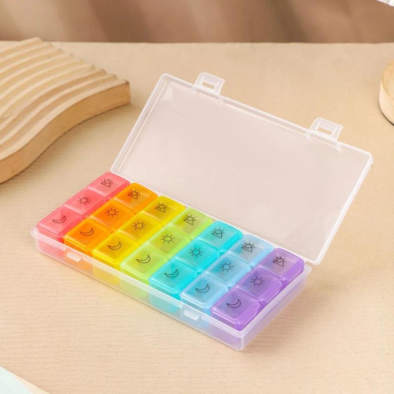 21/28 Grids Pillbox Storage Box for Pills Portable Weekly 7 Days Medication Case Pill Container Organizer Plastic Box