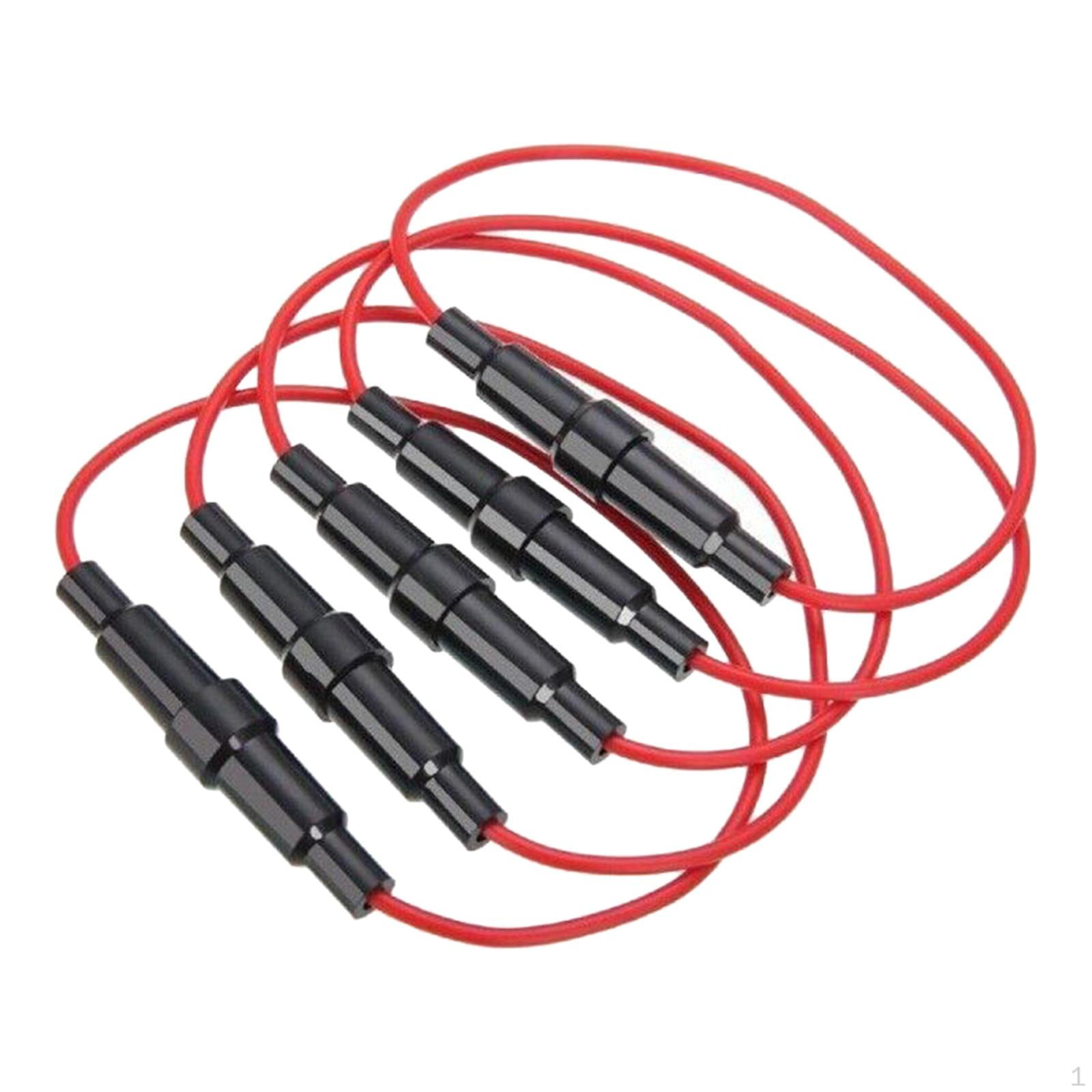 

5x Fuse Holder 7 Inches Long Easy to Use 10A Versatile Black Compatible 18 Gauge AWG Wire 5x20mm for