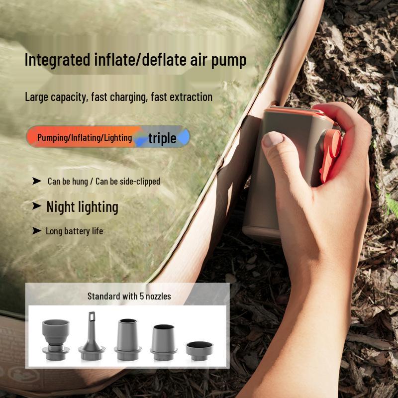 Electric Multi-functional Air Pump: Inflatable & Vacuum with Camping Light for Beds, Compression Bags & Swim Rings.