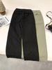 Green High Waist Retro Wide-Leg Work Pants for Tall Individuals