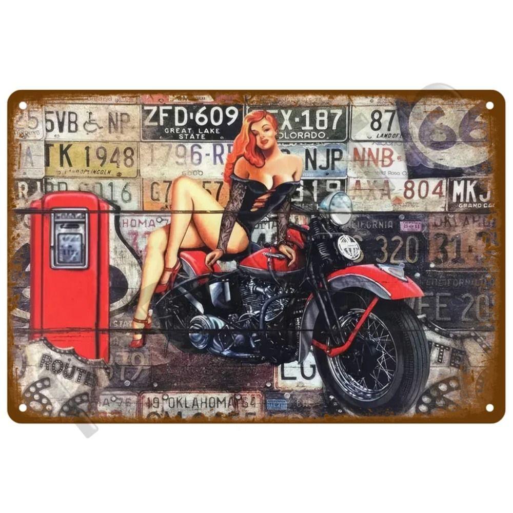 Metalowa Tabliczka Dekoracyjna na Ścianę do Garażu Motocyklowego 20x30cm