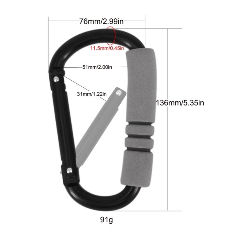 Aluminum Alloys Sponges Shopping Hook D Shaped Carabiner Shopping Bag Hook Clip