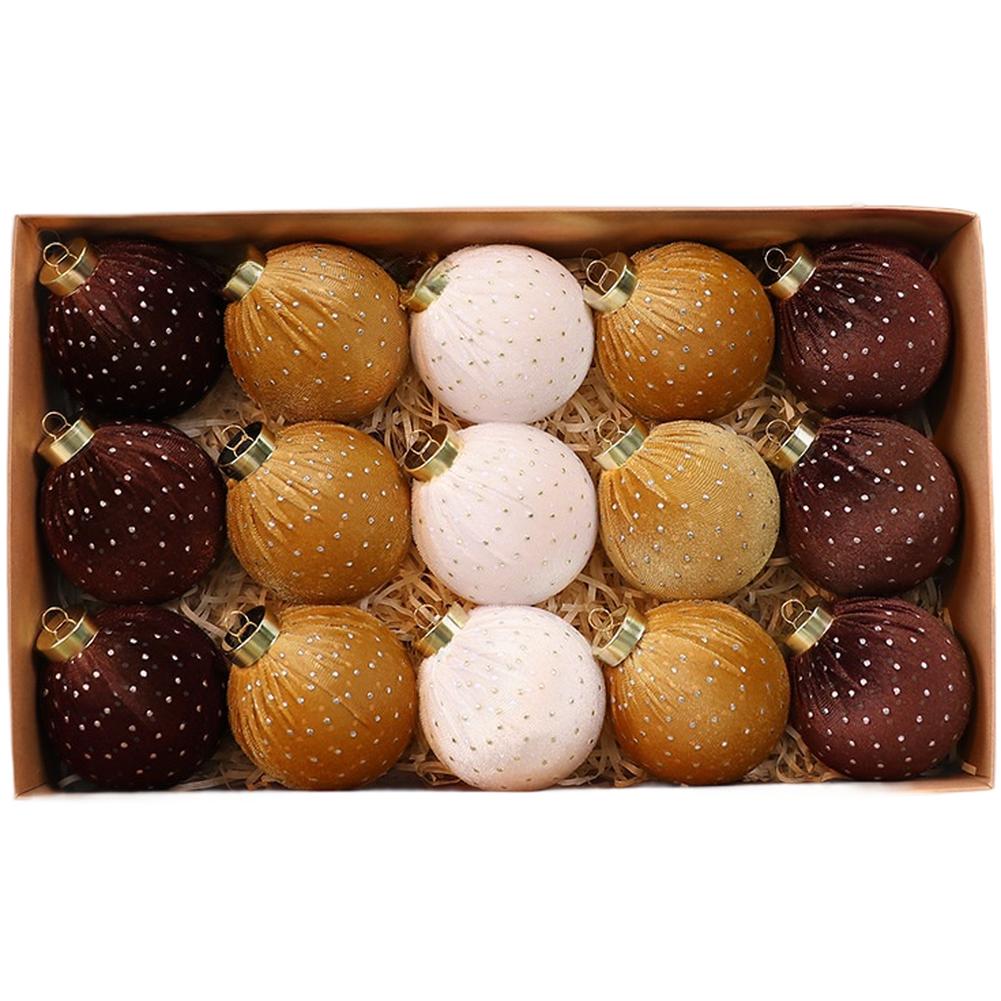 Christmas Tree Ornaments Set, 8cm Soft Velvet Fabric Ball Decorations, Handmade Holiday Décor For Wreaths And Home Displays