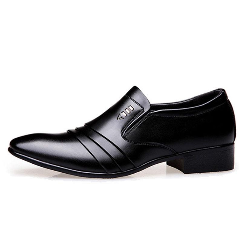 Luxusmarke PU-Leder Mode Herren Business Kleid Loafers Spitzen schwarzen Schuhe Oxford Atmungsaktiv formale Hochzeitsschuhe