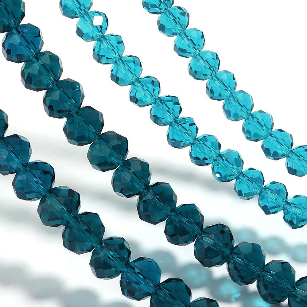 3/4/6/8/10mm Peacock Blue Faceted Crystal Beads Glass Loose Spacer Beads For Jewelry Making DIY Bracelet Necklace Accessories