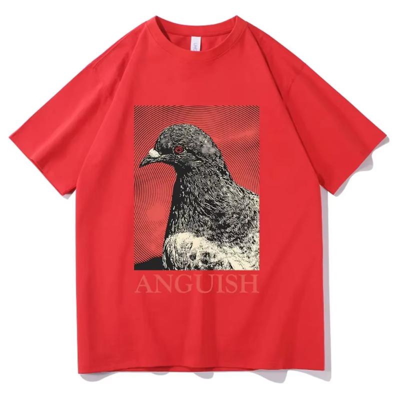 Anguish Tshirt Cute Funny Meme Pigeon Print T Shirts Summer Men Women Casual Oversized Short Sleeve Tshirt Male Vintage Tees