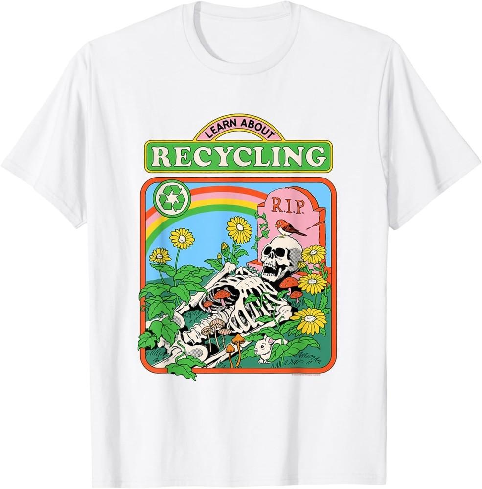 Learn Recycling Skeleton Retro Dark Humor T-Shirt M