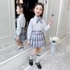 Girls School Uniform Costume Cosplay Plaid Skirt Suit Coat + Shirt + Skirt 3 Piece Set