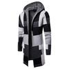Men's Hooded Solid Knit Patchwork Coat Jacket Cardigan Long Sleeve Tops Blouse