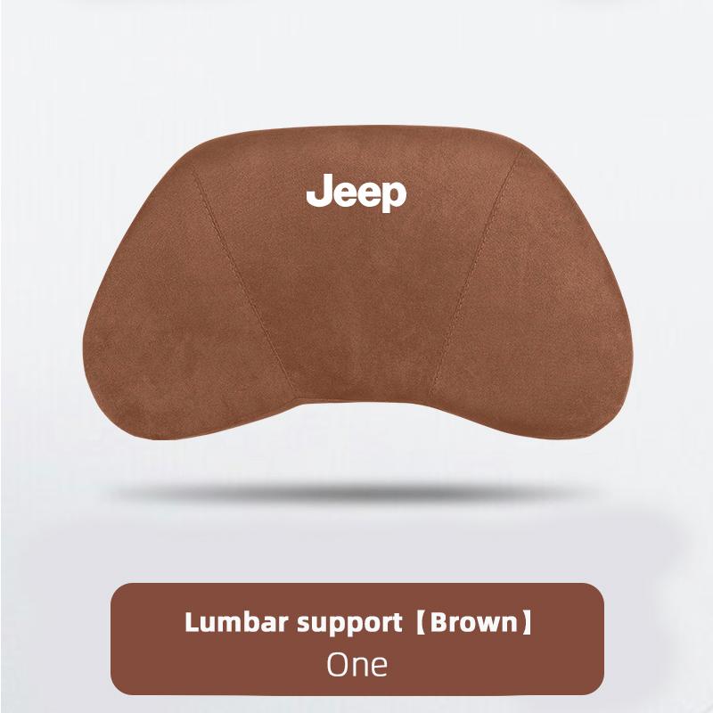 Car Suede Headrest Auto Logo Seat Neck Pillow Waist Cushioning For Jeep Grand Cherokee Wrangler JK Gladiator Compass Renegade AMO1