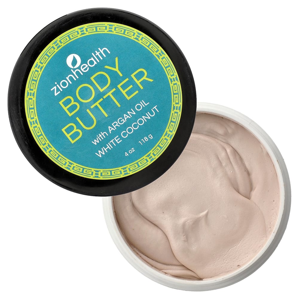 Zion Health Adama Argan Oil Infused White Coconut Body Butter, 4 oz (118 g)