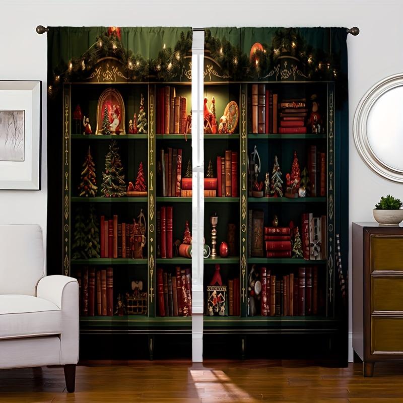 2pcs, Red Curtain Night Gothic Castle Rod Pocket Digital Printed Curtains, Polyester Material, Suitable For Living Room, Kitchen