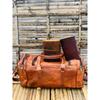 Leather Brown Gym Duffel Travel Luggage Men's Bag Vintage Handmade Leather Bag  ( Free Leather 2 Diary Size - 7 X 5 In )