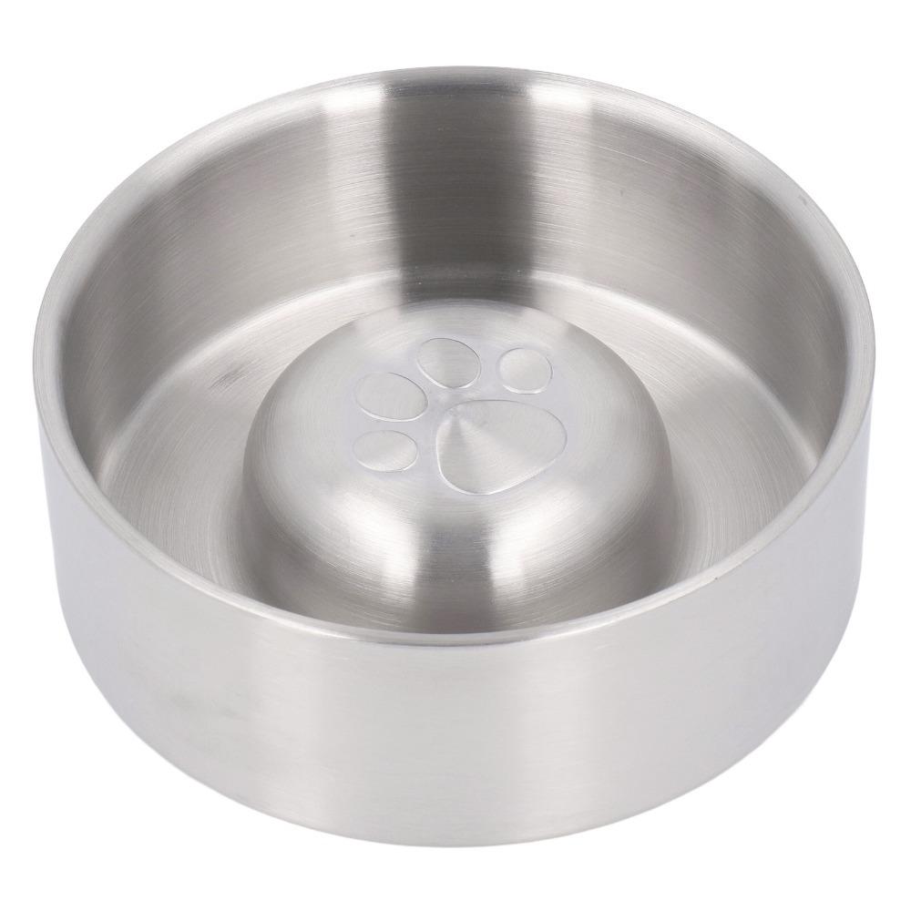 304 Metal Material Dog Bowl Large Capacity Anti-Slip Bottom Slow Feeder Bowl Double Layer Round Shape Anti-Slip Pet Bowl