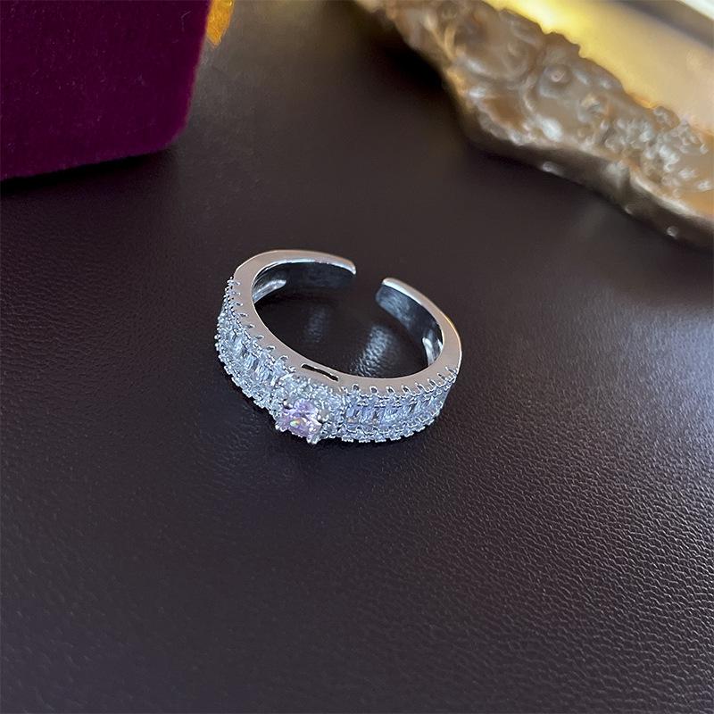 Zirconia Diamond Geometric Heart Open Ring - Fresh High-end Jewelry for Index Finger