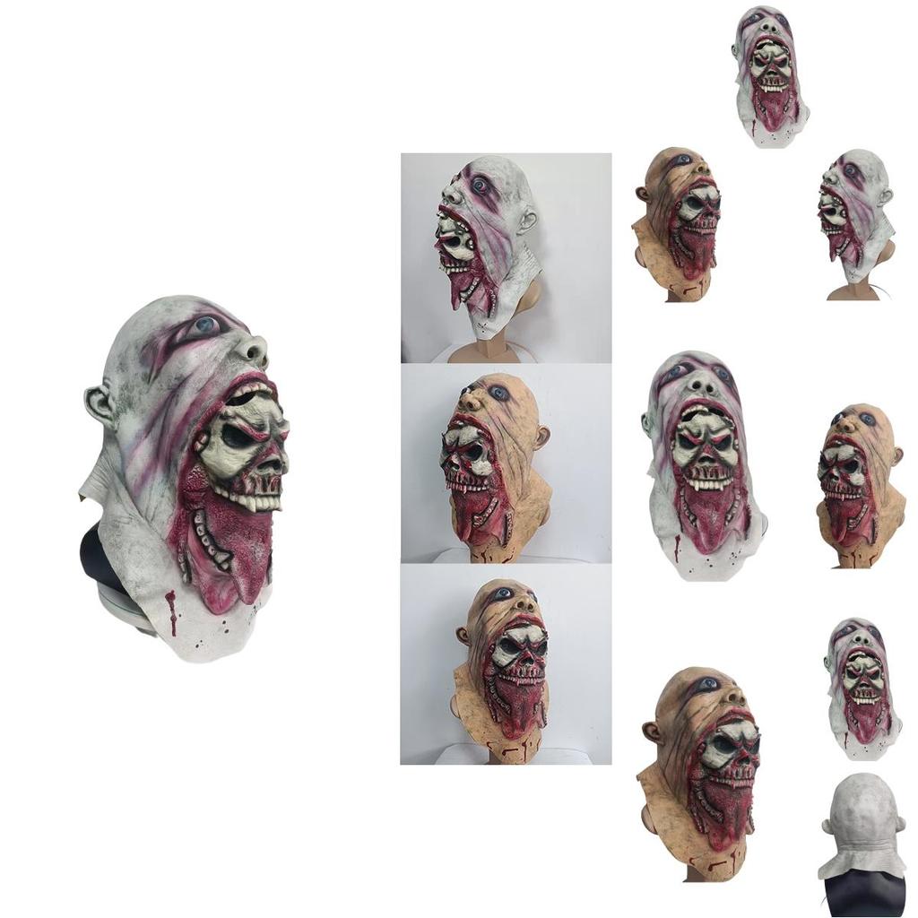 Scary Bloody Zombie Mask Melting Face Latex Costume Perfect For Halloween And Haunted Houses