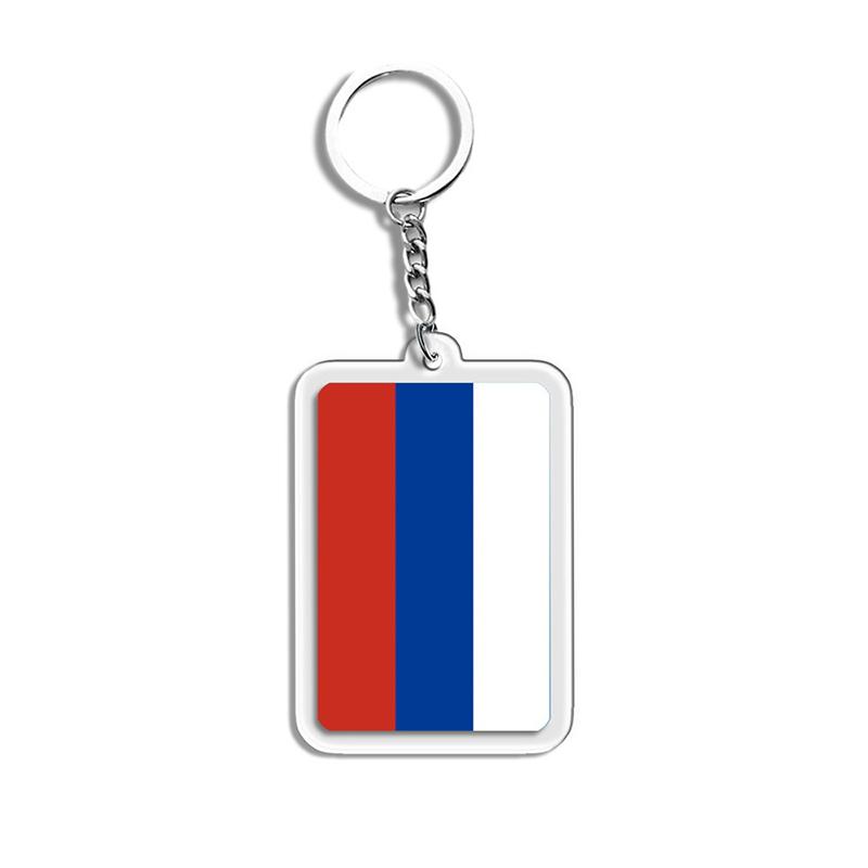 Acrylic Keychain Country Flags Collection United States Spain Russia France For Car Key Bag Gift Souvenir
