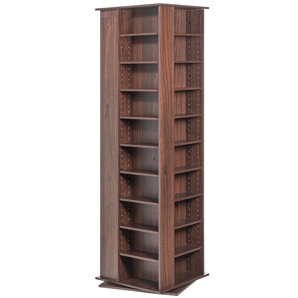 Spinning Media Tower 4-Sided Revolving Media Tower 1040 CDs Espresso