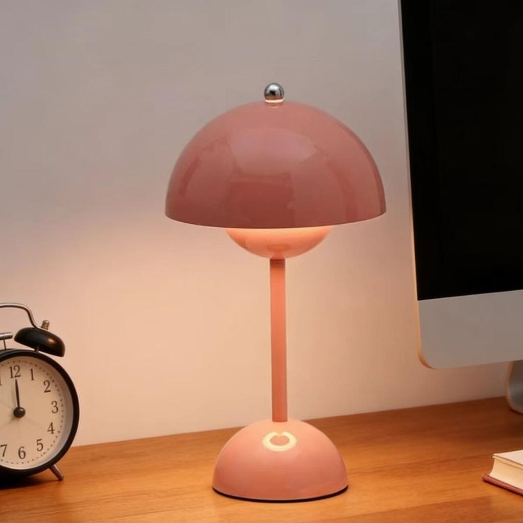 Lâmpada de mesa cogumelo recarregável por USB tri-color ajustável luminária de interior lâmpada de mesa botão de flor decoração de mesa de quarto