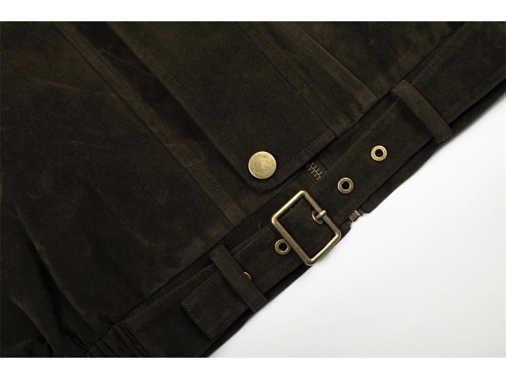 Men's Retro Stand Collar Patchwork Jacket with Multi-Pockets - Trendy and Loose-Fit