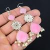 Pear Pink Chalcedony Stone Wife Elegant Dangle Earrings Jewelry Sterling Silver