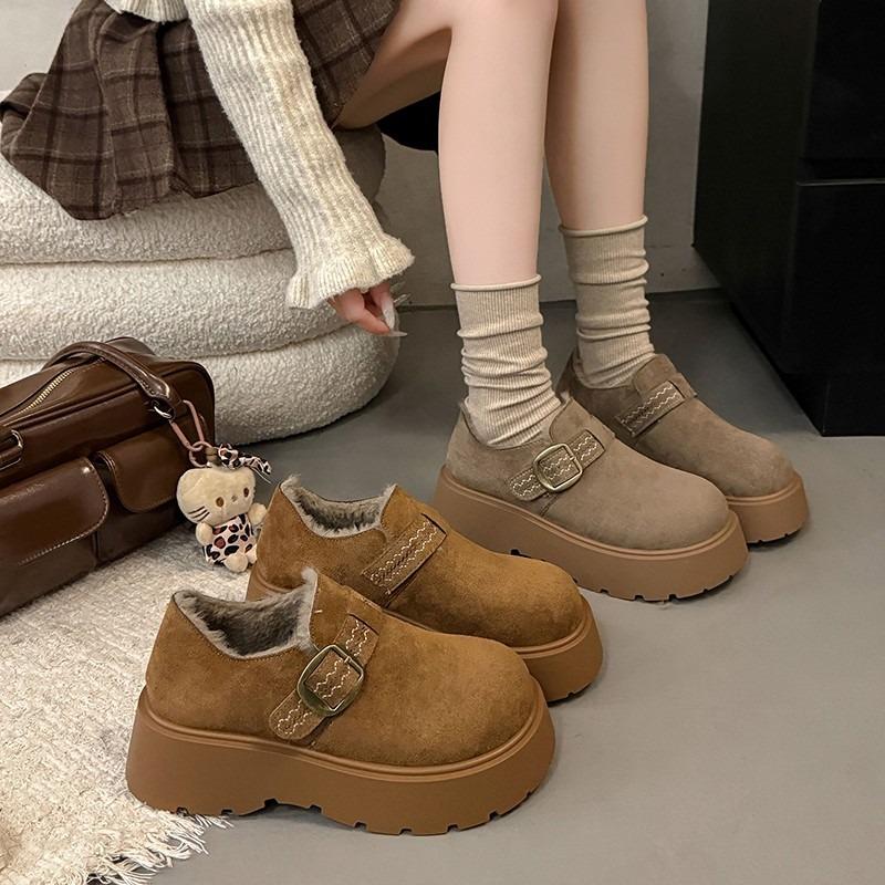 Trifle Sole Loafers Plus Fleece Shoes for Women