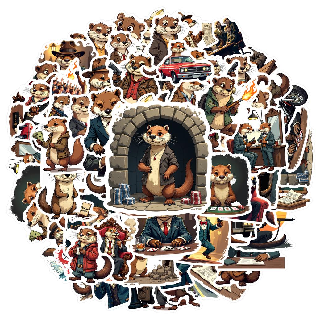 35-100pcs Cartoon Otter Decals Stickers Teacher Reward Stationery Diy Water Bottle Suitcase Phone Graffiti Sticker