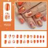 Short Glossy Nail Art: 24 Wearable Warm Color Leaf Stickers