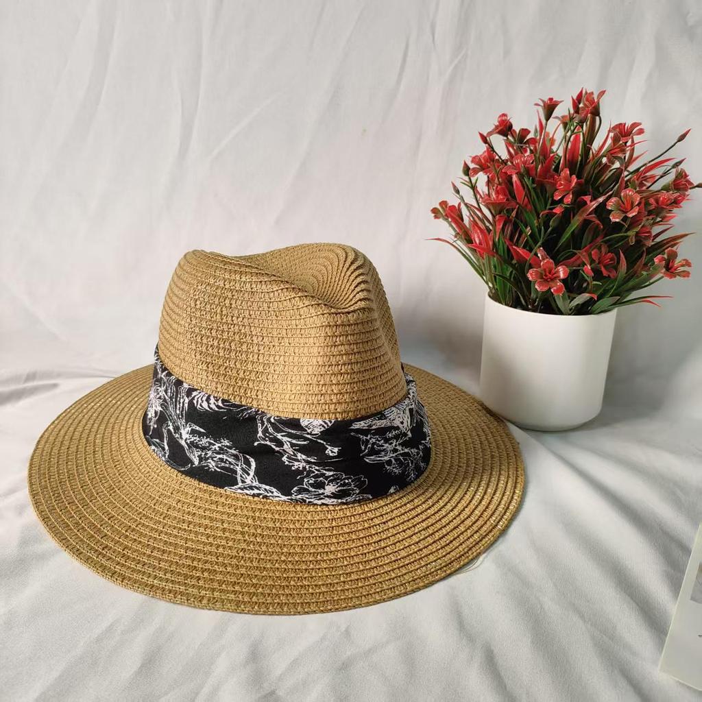 Cappello di Paglia Pieghevole da Uomo a Testa Larga Panama Estivo per Esterni Cappello da Cowboy Cappelli da Sole per Spiaggia Sabbiosa Uomo Taglia Larga Cappello Fedora