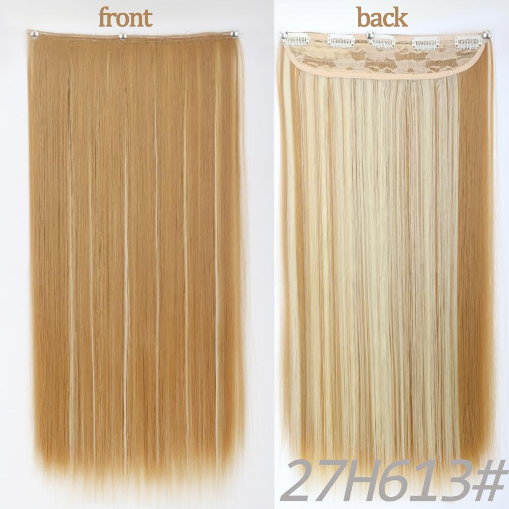 MERISIHAIR Women Fashion Long Straight Synthetic Fiber Hair Extensions 5 Clips Invisible Hairpiece for Daily Wear