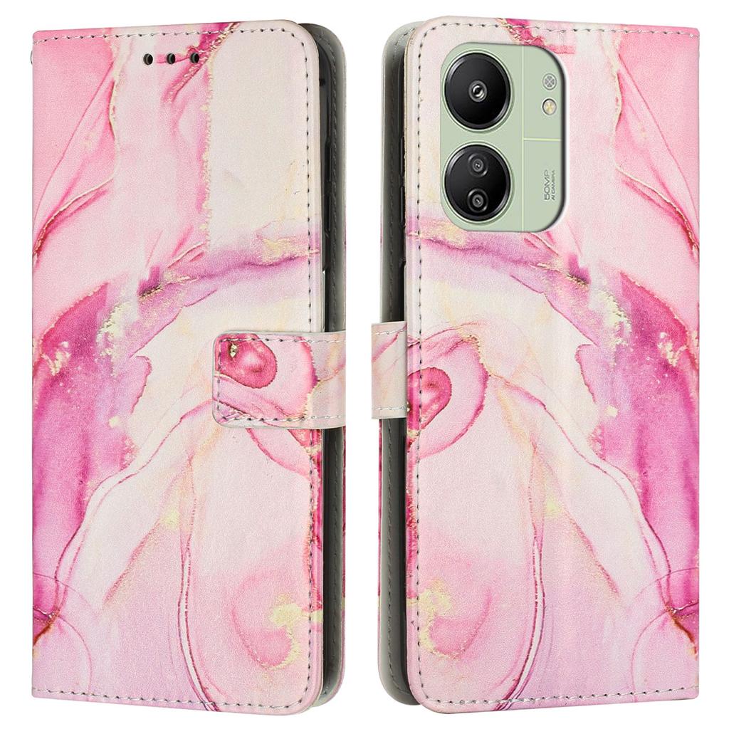 Stand Case for Xiaomi Redmi 13C 5G/13C 4G/Poco C65 4G/Poco M6 5G/Redmi 13R 5G Marble Pattern PU Leather Wallet Phone Cover