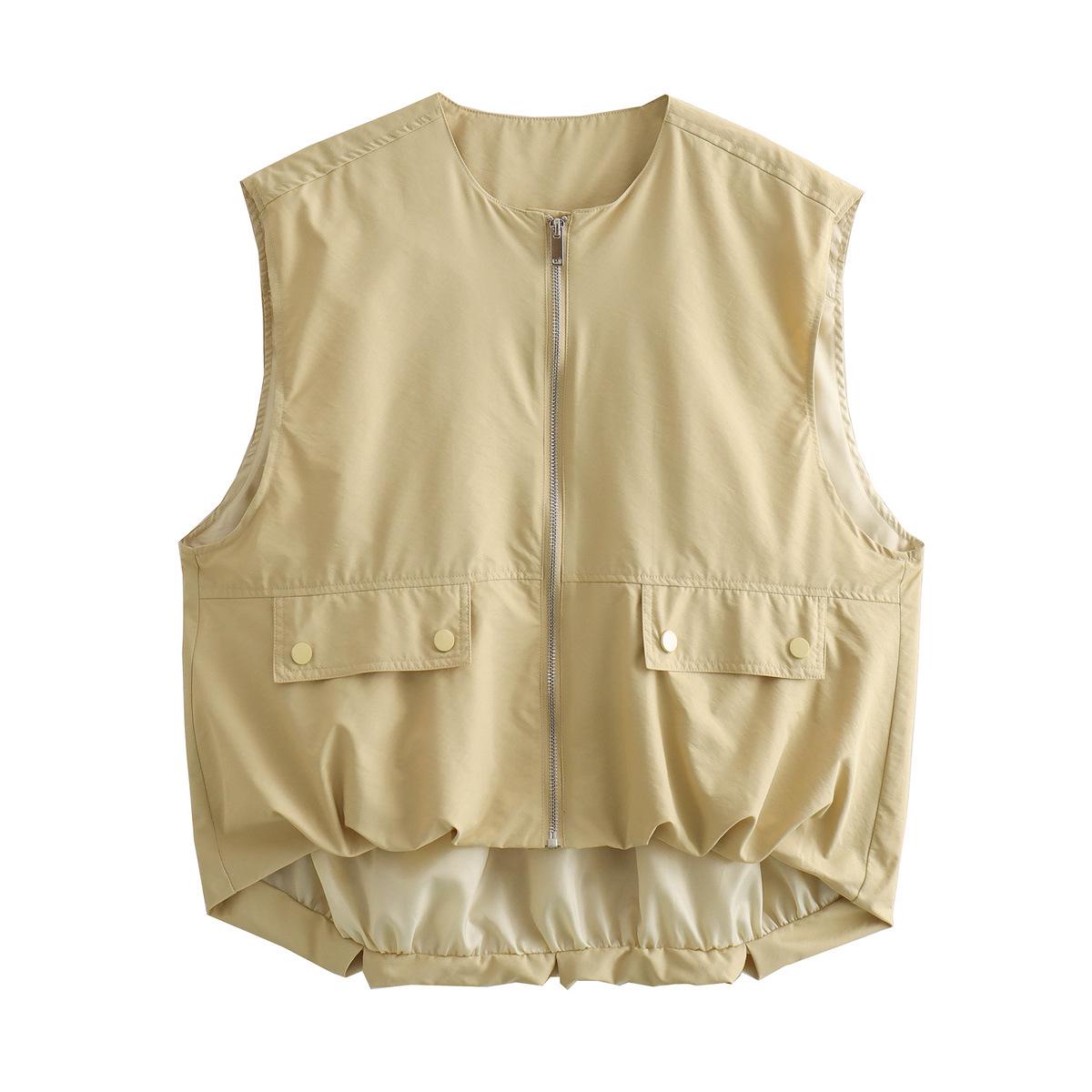 European & American Women s Trendy Ruffled Hem Vest Large