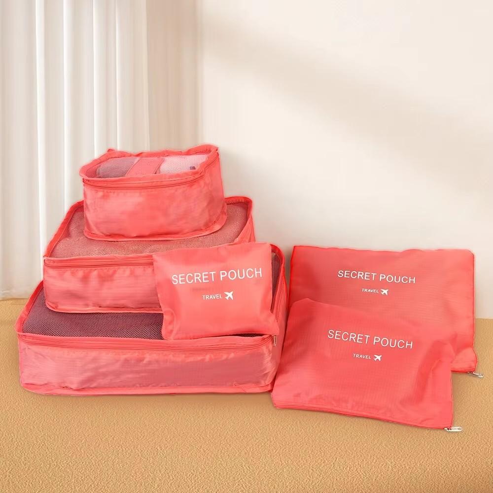

6Pcs Luggage Travel Bags Underwear Shoes Storage Bag Oxford Waterproof Cloth Suitcase Pouch Cube Red Organiser For Clothing арбуз красный