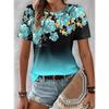 Summer Women's 3D Printed Crew Neck T-Shirt Fashion Versatile Breathable Trend Casual