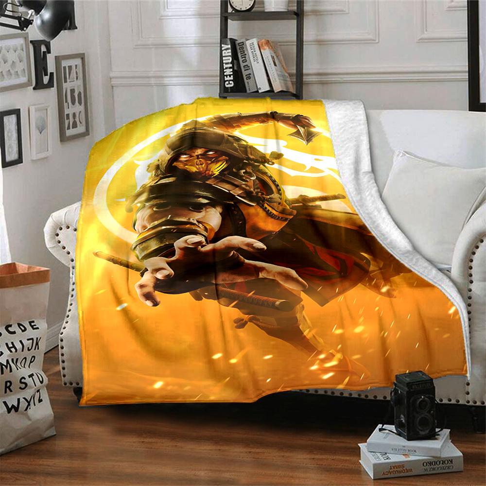 1pc Mortal Kombat Blanket Lightweight Flannel Throw For Sofa, Bed, Travel, Camping, Livingroom, Office, Couch, Chair, And Bed