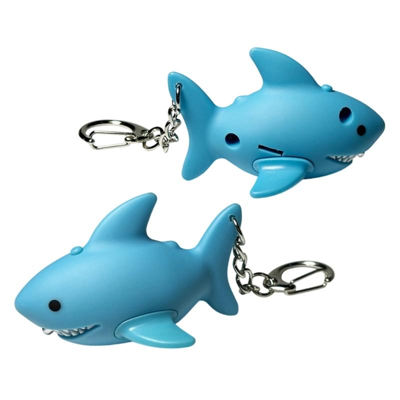 LED Illuminated Shark Shape Keychains Offering Light for Dark Key Finding At Night and As Fun Decorations