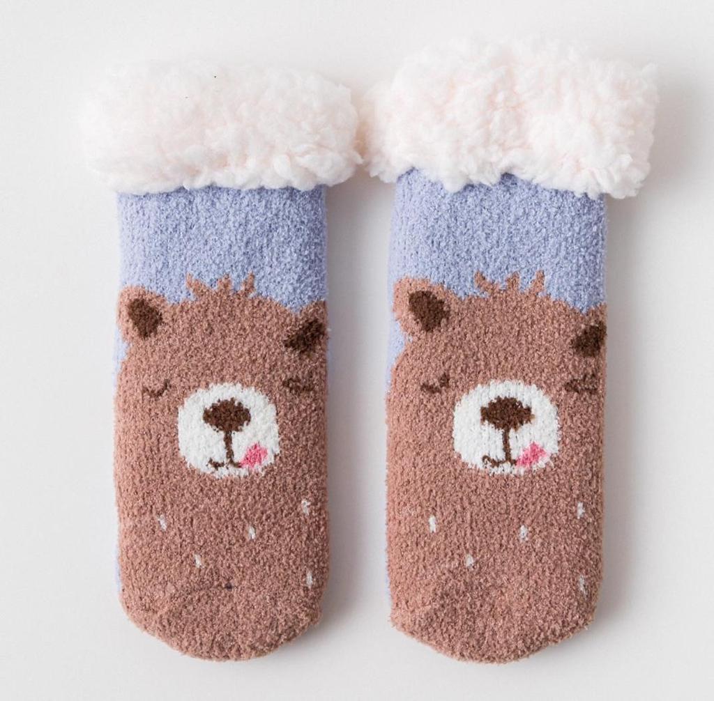 Non-Slip Fleece-Lined Baby Winter Socks - Thick, Warm, and Cozy Coral Floor Socks for Children