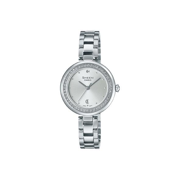 CASIO SHEEN Quartz Movement Stainless Steel Strap Watch Women s Watch Silver Dial SHE-4557D-7AUPR Silver Dial
