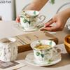 Elegant Camellia Painted Mugs Porcelain Cup&saucer Tableware Coffee Mug Dining Table Afternoon Tea Teacup Fruits Juice Cup