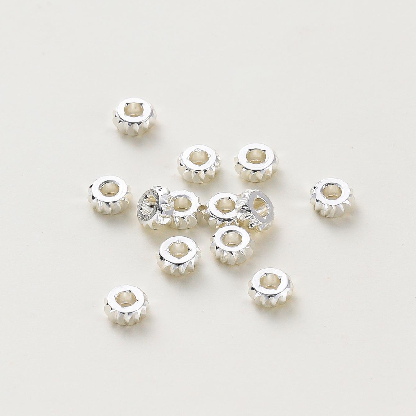 

50pcs/lot 14K 18K Gold Color Fancy Wheel Metal Round Beads Necklace Bracelet Loose Spacer Beads For Jewelry Making Findings 1.3x3mm hole1m