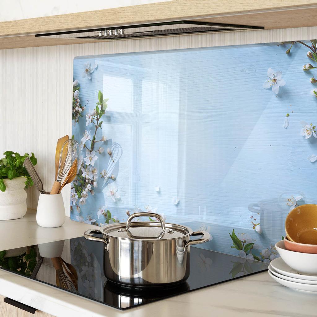 Kitchen Multifunctional Decorative Tempered Glass Board Cherry Blossoms 80X52 Cm