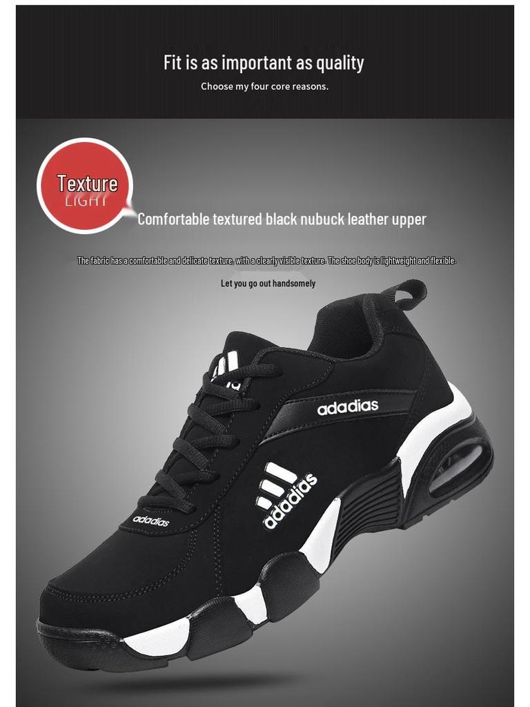 Adidas 2025 Men's Waterproof Leather & Mesh Running Shoes - Casual, Trendy, Versatile, Lightweight, and Official.