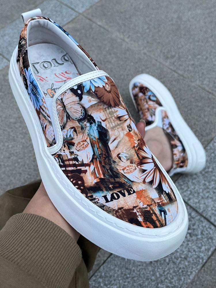 

Fashion Summer New Men s Charm Graffiti Pattern Shoes Male Breathable Casual Slip On Loafers Walking Sneakers Flats 38