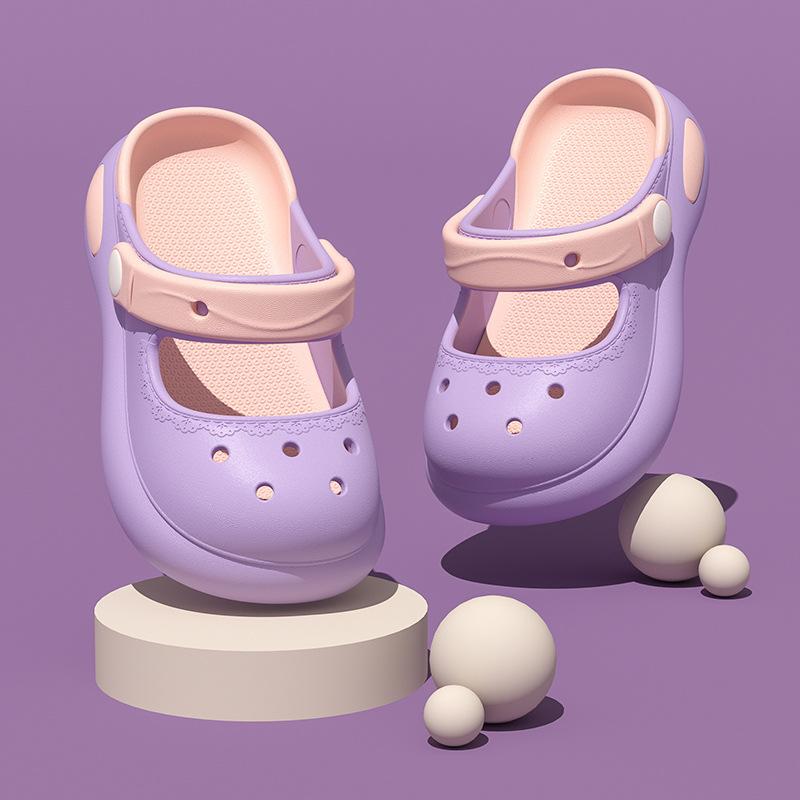 

Children s Mary Jane Thick-Soled Clogs for Girls, Outdoor Closed-Toe Princess Shoes, Non-Slip Soft-Soled Baby Beach Sandals 17Code【Inner Length16.5
