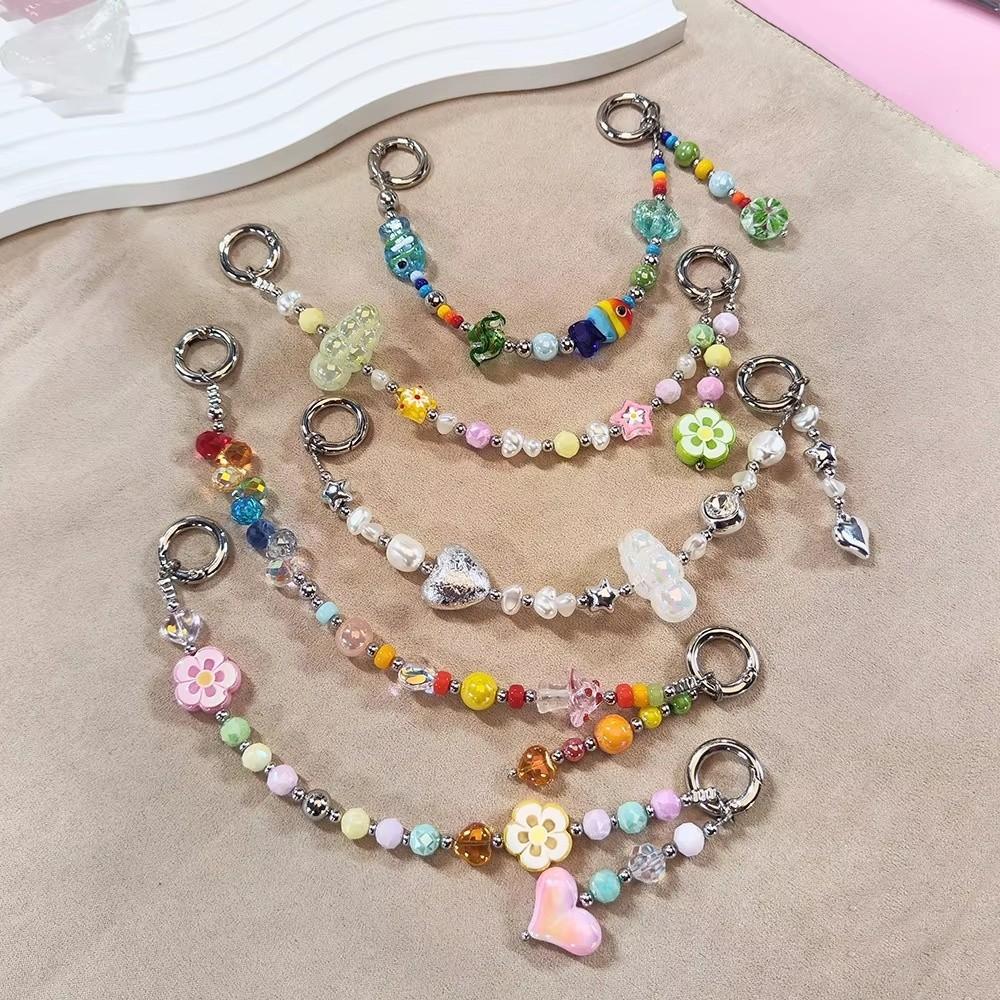 Y2K Beaded Phone Chain Zinc Zinc Alloy Versatile Bag Pendants Creative Colorful Bag Charm Women