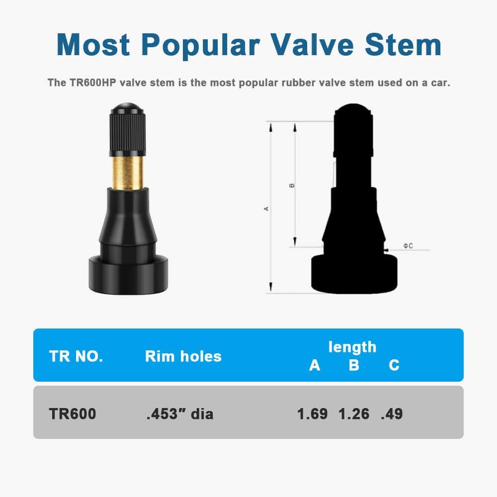 Riseuvo 5pcs TR600 High Pressure Tire Valve Stem - High-Pressure Tubeless Snap-in Valves Good for Larger or Heavy-Duty Vehicle