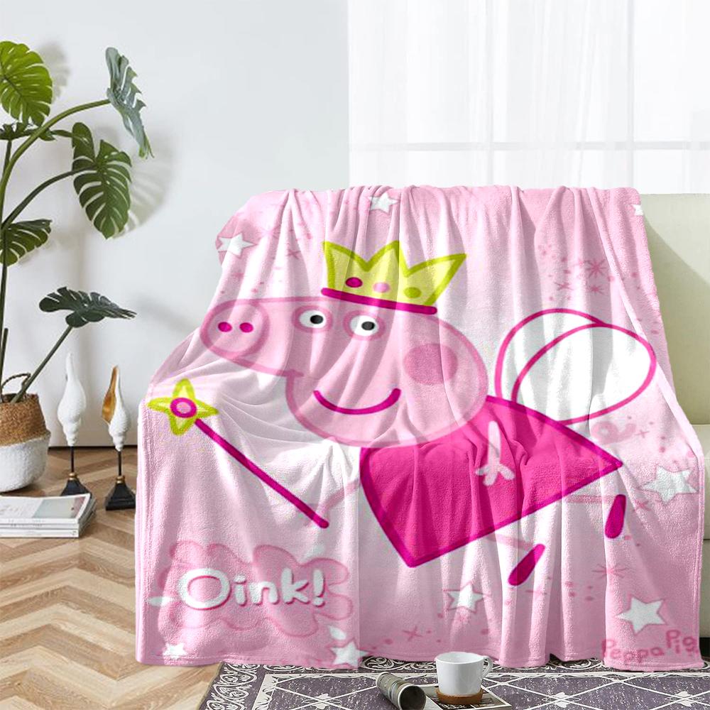 Peppa Pig Theme Printed Blanket - Perfect for Couch, Bed, Travel & Outdoor Use | Machine Washable, Cozy & Durable.
